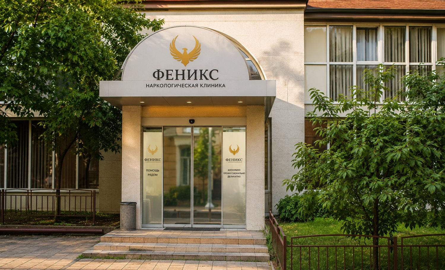 Вход в наркологическую клинику «Феникс» в Тавде